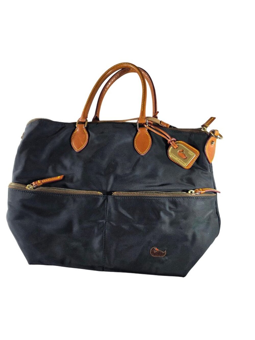 Dooney & Bourke Black Nylon Satche Pink Interior Double Handles Purse Handbag